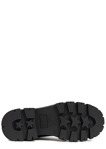 Zabaione Damen Schuh Worker Boots zum schnüren Kunstleder schwarz