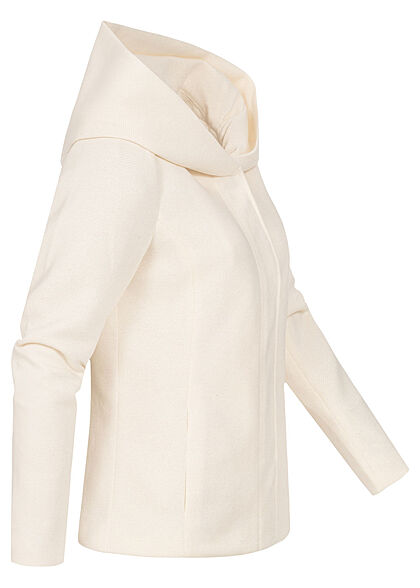 ONLY Damen Jacke mit Kapuze verdeckter Verschluss cream weiss