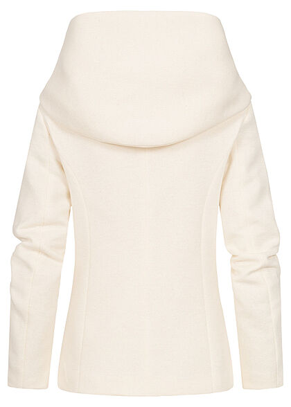 ONLY Damen Jacke mit Kapuze verdeckter Verschluss cream weiss
