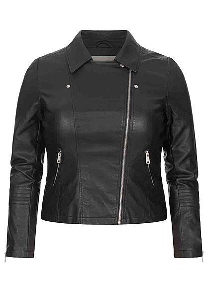 ONLY Carmakoma Damen NOOS Curvy Kunstleder Biker Jacke asymmetrischer Zipper schwarz