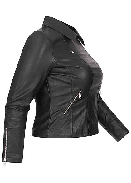 ONLY Carmakoma Damen NOOS Curvy Kunstleder Biker Jacke asymmetrischer Zipper schwarz