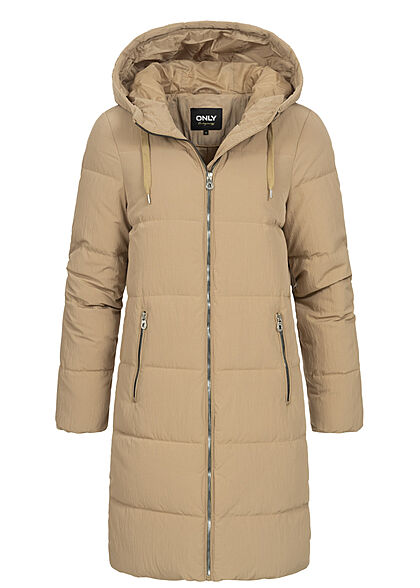 ONLY Dames Winterjas met kap en 2 zakken beige