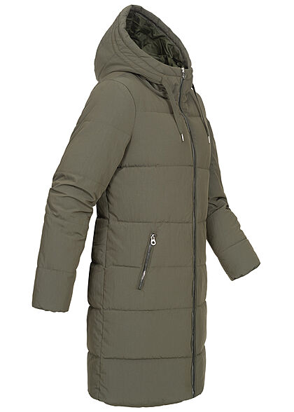 ONLY Dames Winterjas met kap en 2 zakken olijfgroen