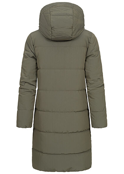 ONLY Dames Winterjas met kap en 2 zakken olijfgroen
