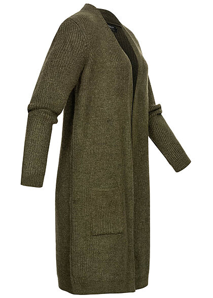 ONLY Dames NOOS Gebreid Vest open 2 zakken khaki