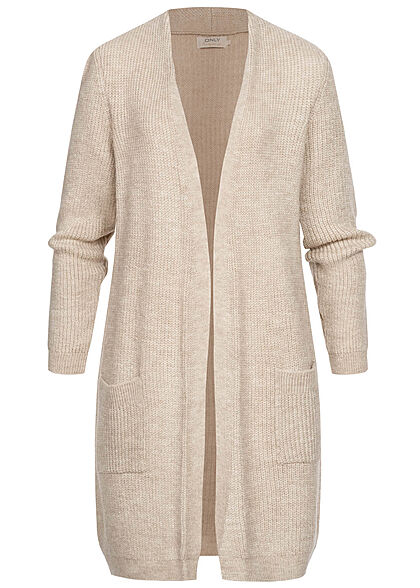 ONLY Dames NOOS Gebreid Vest open 2 zakken witkap beige