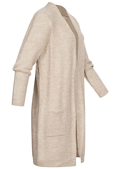 ONLY Dames NOOS Gebreid Vest open 2 zakken witkap beige