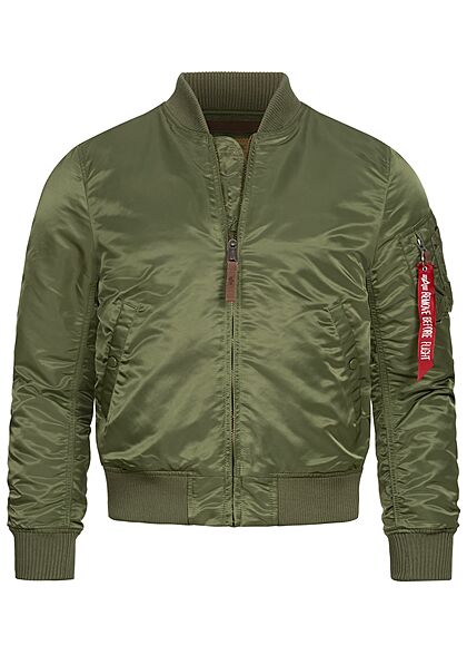 Alpha Industries Heren Basic Nylon Flight Jacket 2 zakken slim fit saliegroen