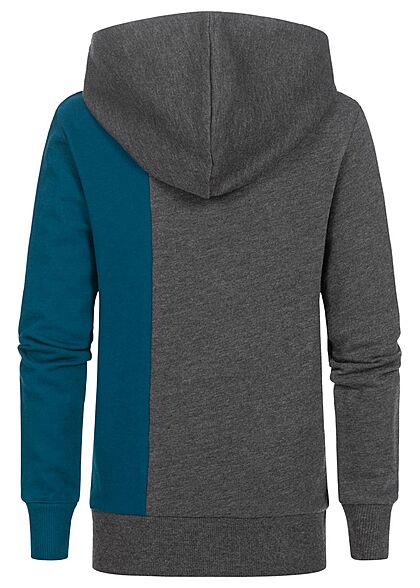 Jack and Jones Junior Colorblock Hoodie Kapuze Logo Print dunkel grau melange