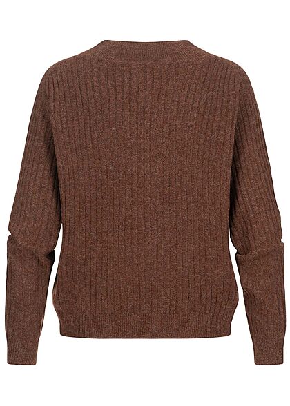 ONLY Dames V-hals Gebreide Trui roasted russet bruin