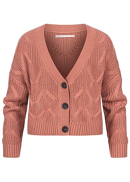 ONLY Dames Gebreid vest met v-hals en knopen ash rose