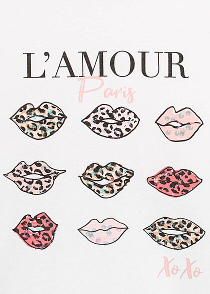 ONLY Dames T-Shirt L`amour print helder wit