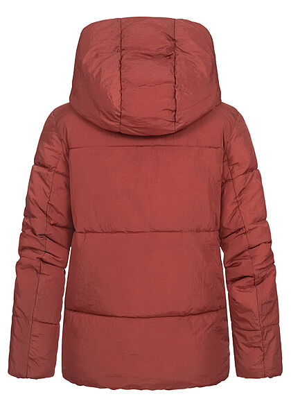 ONLY Damen kurze Puffer Steppjacke Kapuze 2-Pockets roasted russet braun