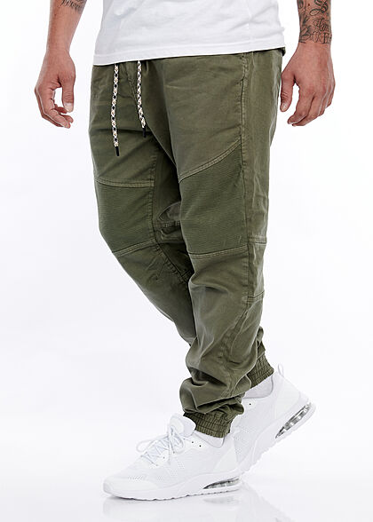 Urban Surface Herren Biker Stoffhose 5-Pockets Tunnelzug Rippbndchen ivy oliv grn