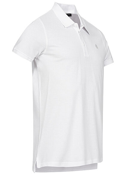 Sublevel Herren Polo T-Shirt Knopfleiste Vokuhila Struktur weiss
