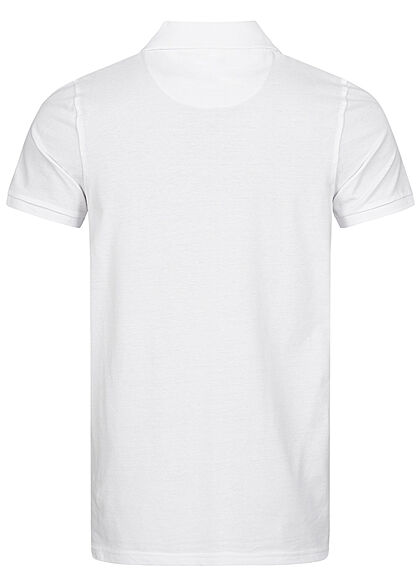 Sublevel Herren Polo T-Shirt Knopfleiste Vokuhila Struktur weiss