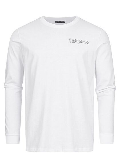 Stitch & Soul Herren leichter Pullover Longsleeve mit Print weiss - Art.-Nr.: 21093962