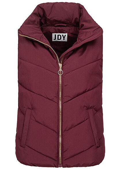 JDY by ONLY Damen Steppweste mit Stehkragen 2-Pockets windsor wine rot