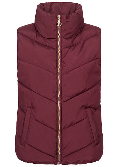 JDY by ONLY Damen Steppweste mit Stehkragen 2-Pockets windsor wine rot