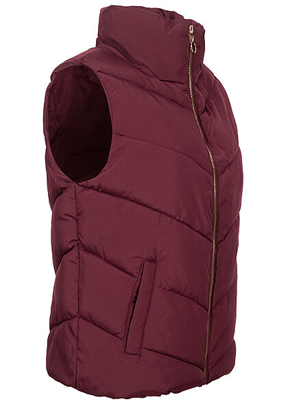 JDY by ONLY Damen Steppweste mit Stehkragen 2-Pockets windsor wine rot