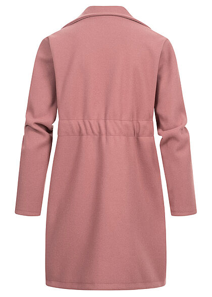 Styleboom Fashion Damen Übergangs Fleece Mantel Tunnelzug 2-Pockets woodrose