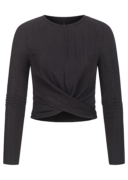 ONLY Dames korte trui met lange mouwen gestructureerde stof met glitter zwart - Art.-Nr.: 21101216
