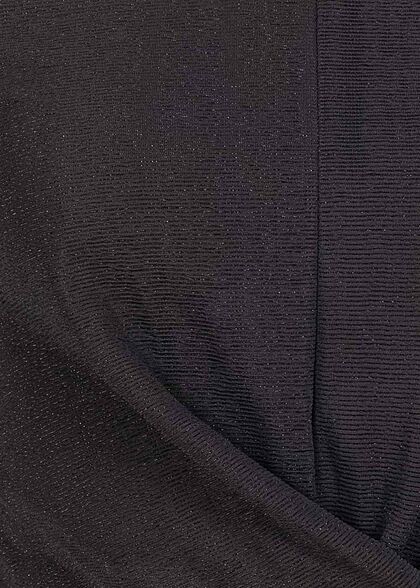 ONLY Dames korte trui met lange mouwen gestructureerde stof met glitter zwart
