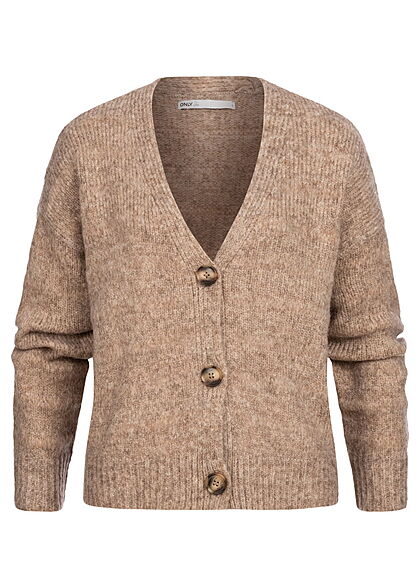 ONLY Dames Vest met knopen en v-hals donkerbruin