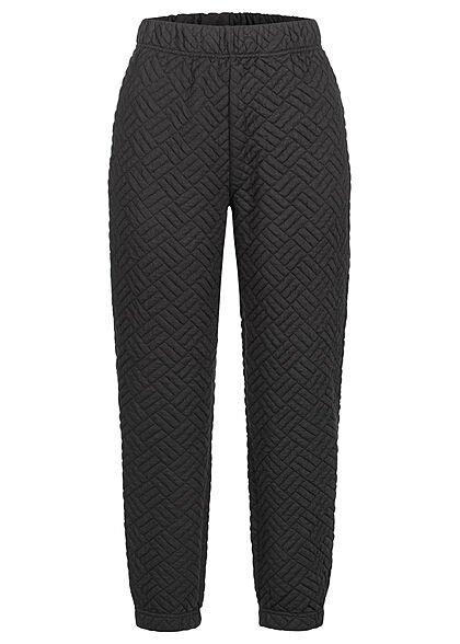 ONLY Dames Stoffen broek met 2 zakken gestructureerd patroon zwart