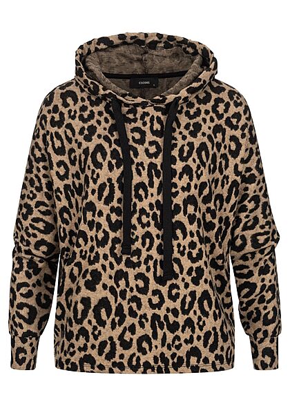 Clodus Dames Hoodie Trui met capuchon leo print beige