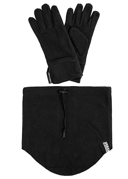 Urban Classics Heren Winterset Fleece Handschoenen en Sjaal Zwart