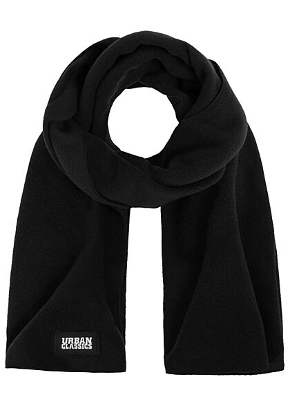 Urban Classics Heren Fleece Sjaal met afgeronde hoeken en logo patch zwart - Art.-Nr.: 21102050