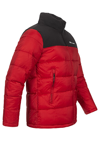 Champion Herren Winter Nylon Steppjacke versteckte Kapuze rot schwarz
