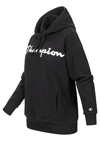 Champion Dames Hoodie met geborduurd logo zwart wit