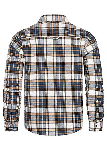 Brave Soul Heren Shirt met knopen en 2 borstzakken geruit wit veelkleurig