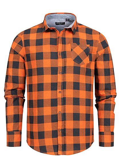 Brave Soul Heren Shirt met 2 borstzakken geruit rood blauw
