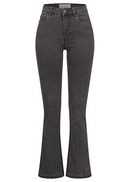 Noisy May Damen NOOS Skinny High-Waist Jeans Hose 5-Pocket ausgestellte Beinform grau den