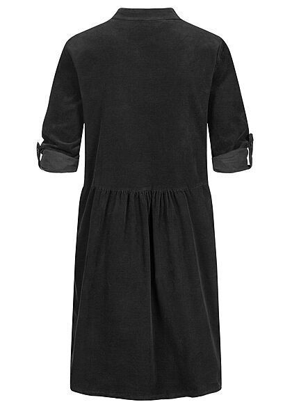 Styleboom Fashion Dames Jurk met omslagmouwen en knopen zwart