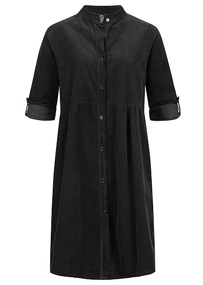 Styleboom Fashion Dames Jurk met omslagmouwen en knopen zwart