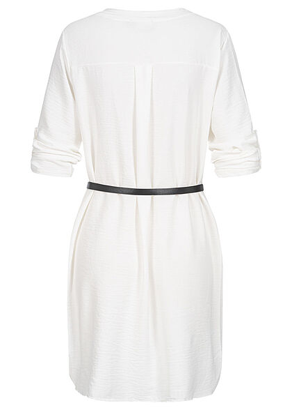 Styleboom Fashion Dames lange vorm blousejurk met ceintuur wit