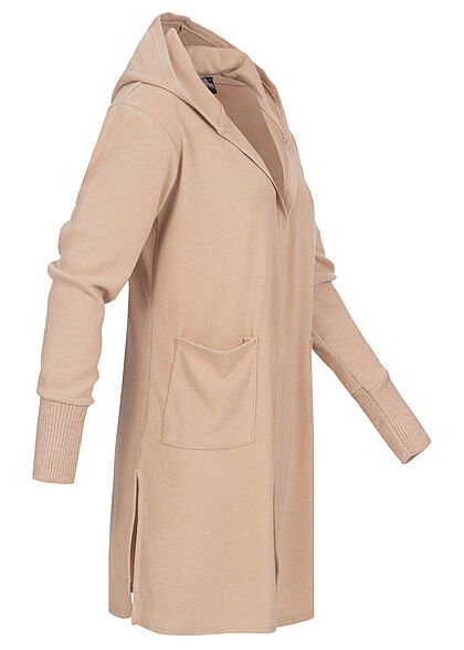 Styleboom Fashion Dames Vest met kap en 2 zakken beige