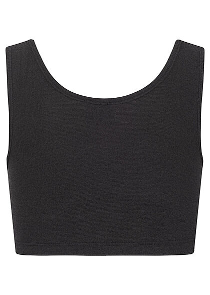 Styleboom Fashion Dames korte top met elastiek in tailleband zwart