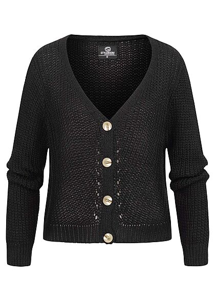 Styleboom Fashion Dames Basic Vest met knopen zwart - Art.-Nr.: 21106784