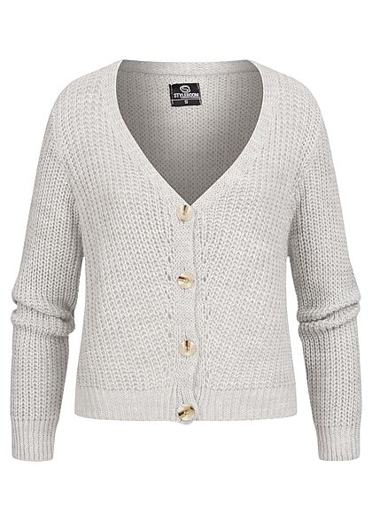 Styleboom Fashion Dames Basic Vest met knopen grijs - Art.-Nr.: 21106787
