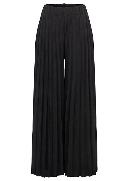 Styleboom Fashion Damen Hose Longform Elastic Waistband schwarz