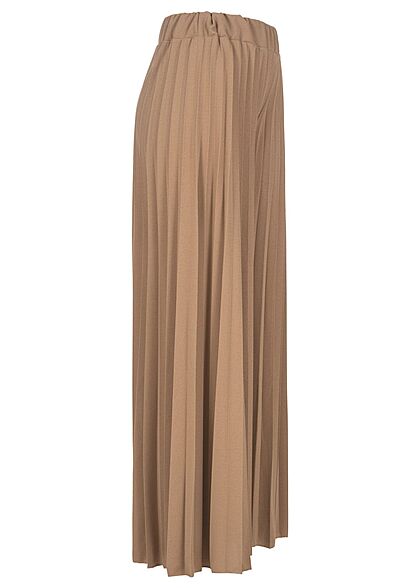 Styleboom Fashion Damen Hose Longform Elastic Waistband beige