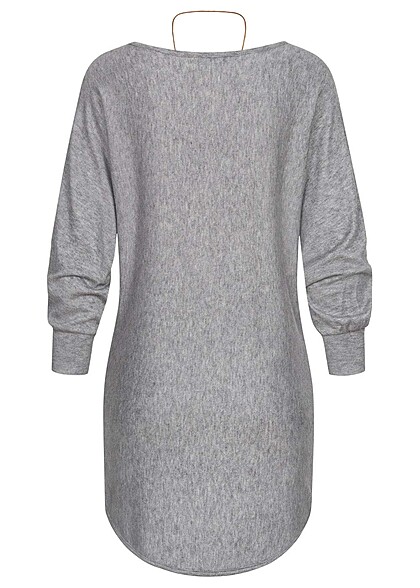 Cloud5ive Dames Shirt met vleermuismouwen incl. ketting zilver grijs