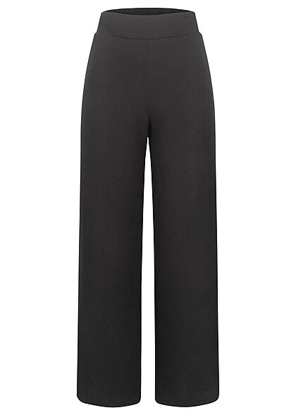 Styleboom Fashion Damen Hose Sweatpants mit Strukturstoff schwarz