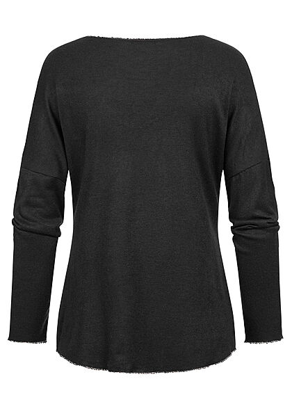 Styleboom Fashion Dames Trui V-hals strass sterpatroon zwart