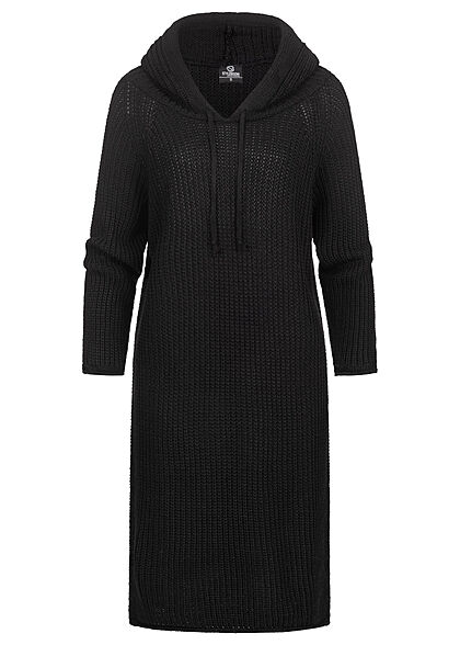 Styleboom Fashion Damen Strickkleid mit Kapuze schwarz - Art.-Nr.: 21106873